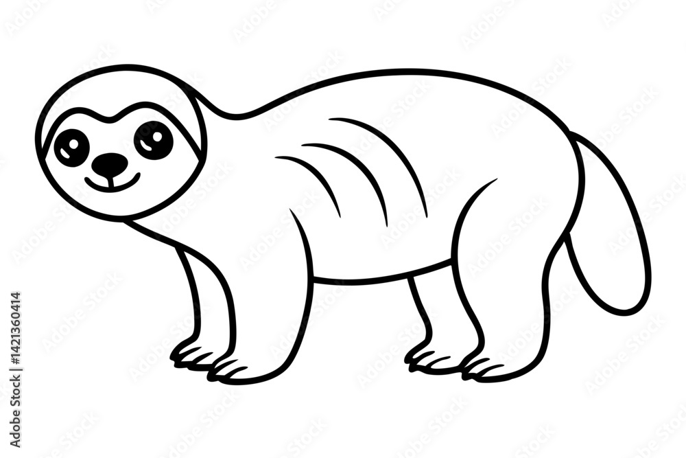 Fototapeta premium sloth silhouette line art vector illustration with a white background