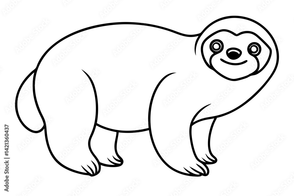 Obraz premium sloth silhouette line art vector illustration with a white background