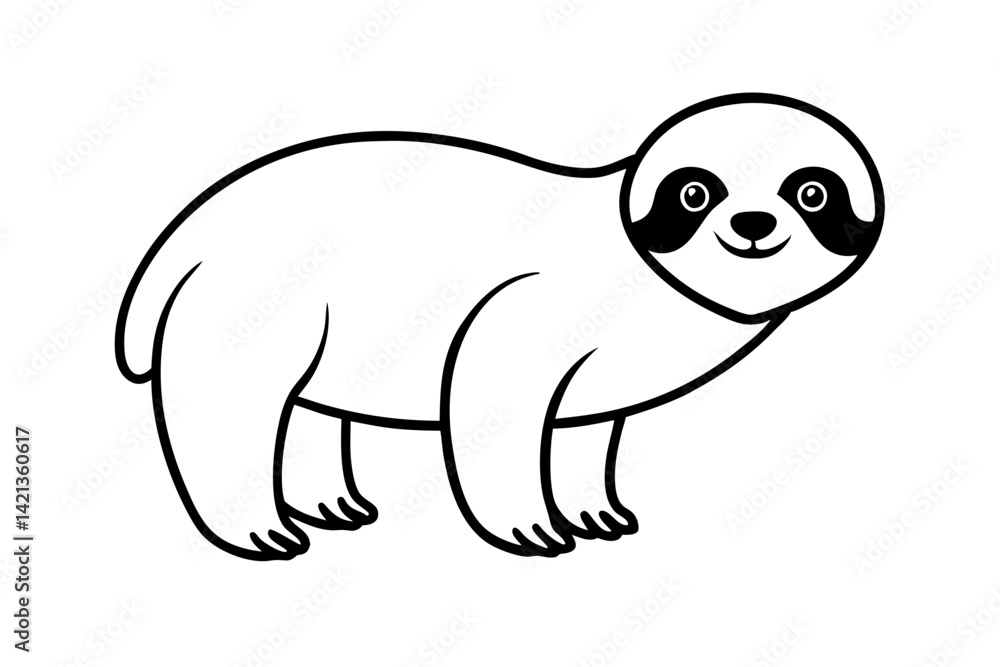 Fototapeta premium sloth silhouette line art vector illustration with a white background