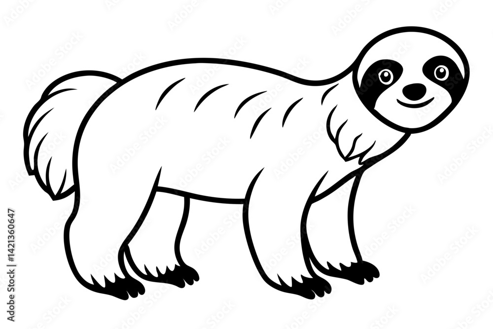 Obraz premium sloth silhouette line art vector illustration with a white background