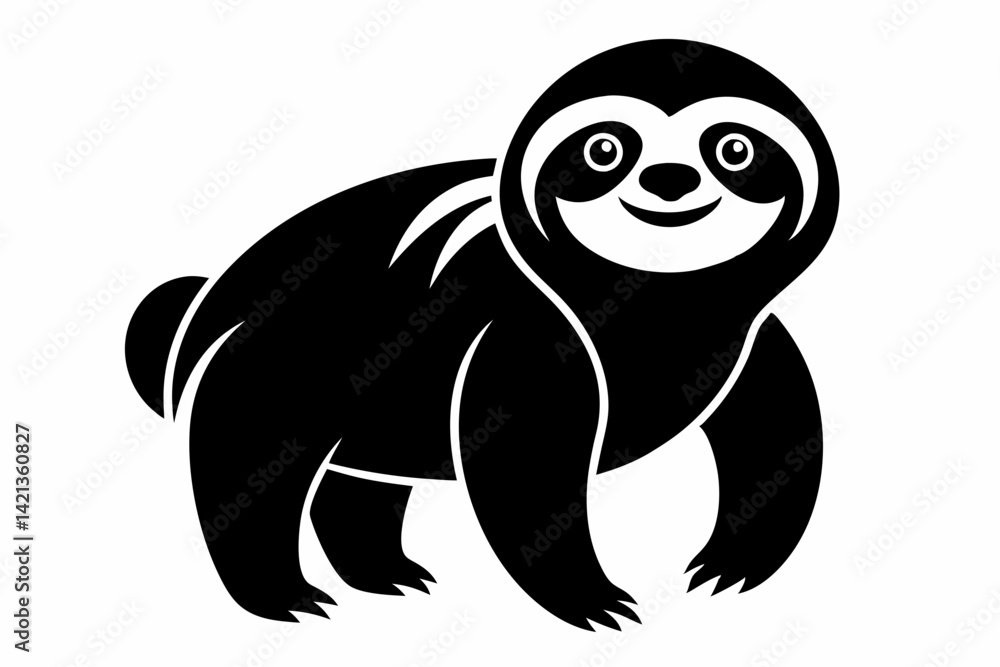 sloth silhouette line art vector illustration with a white background sloth silhouette line art vector illustration with a white background