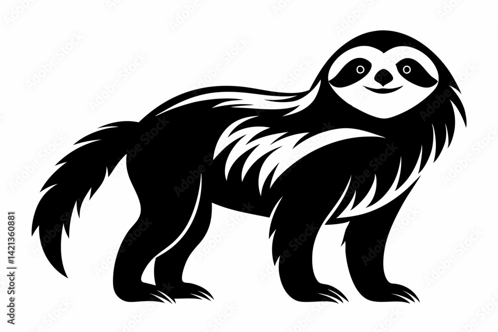 sloth silhouette line art vector illustration with a white background sloth silhouette line art vector illustration with a white background