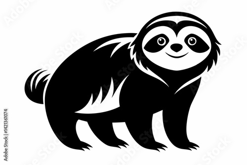 sloth silhouette line art vector illustration with a white background