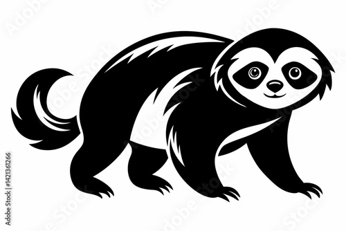 sloth silhouette line art vector illustration with a white background