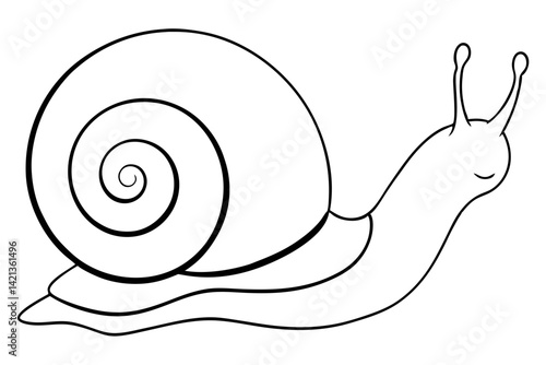 snail silhouette line art vector illustration with a white background