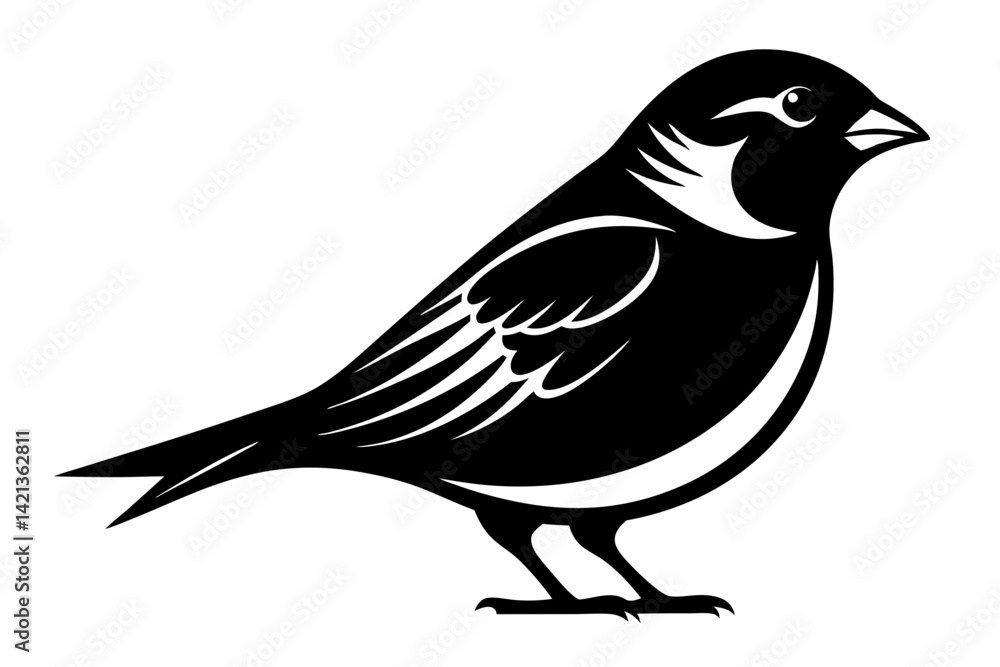 Fototapeta premium sparrow silhouette line art vector illustration with a white background
