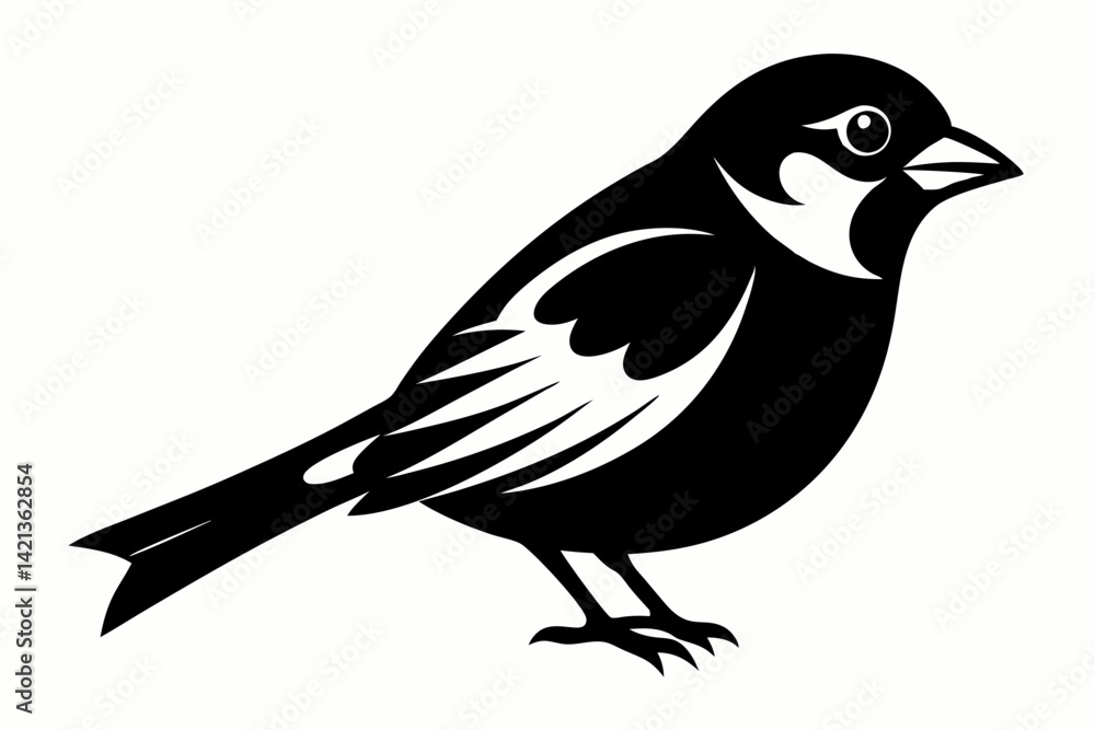 sparrow silhouette line art vector illustration with a white background sparrow silhouette line art vector illustration with a white background