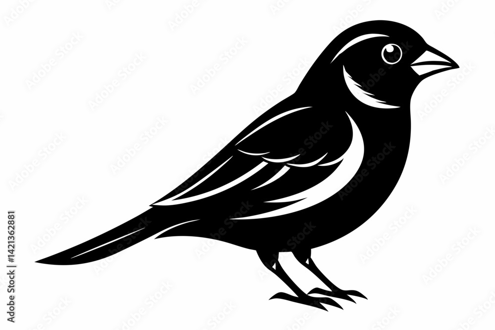 Obraz premium sparrow silhouette line art vector illustration with a white background