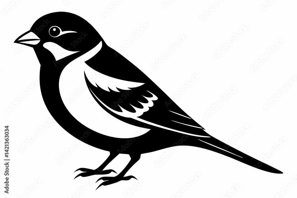 Obraz premium sparrow silhouette line art vector illustration with a white background