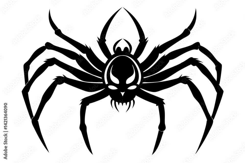 Obraz premium spider silhouette line art vector illustration with a white background