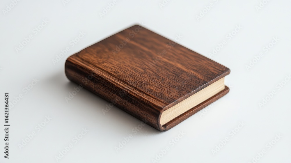 A small wooden book on a white background A small wooden book on a white background