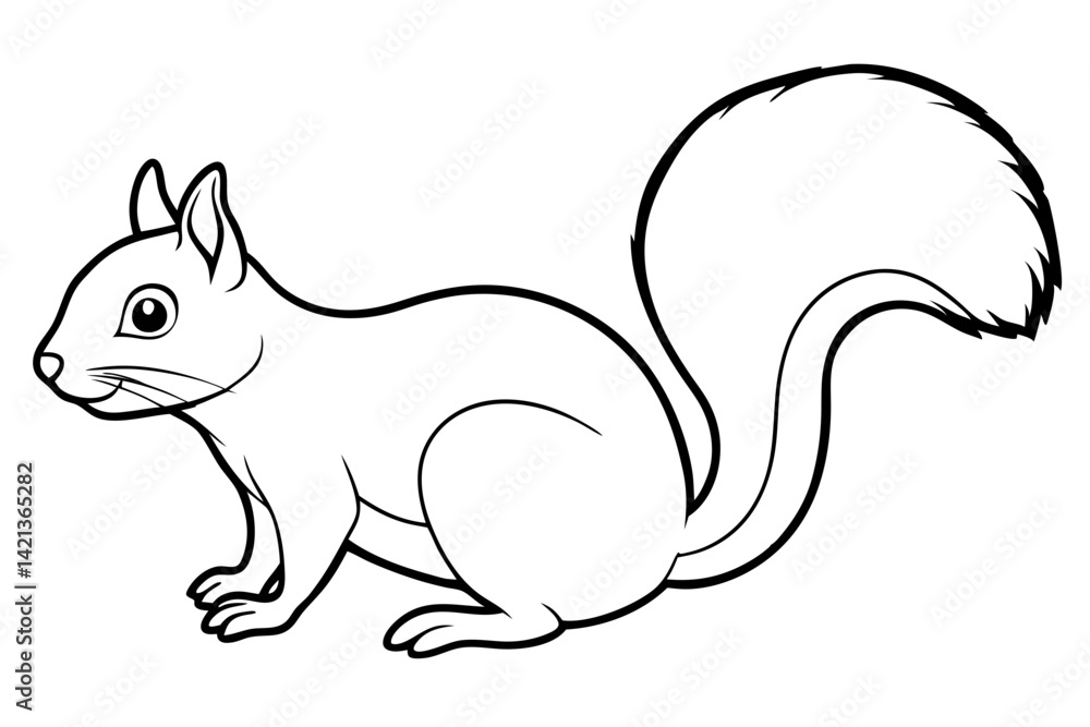 Naklejka premium squirrel silhouette line art vector illustration with a white background