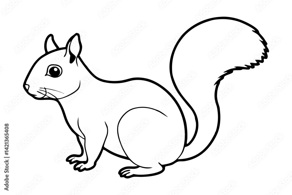 Fototapeta premium squirrel silhouette line art vector illustration with a white background