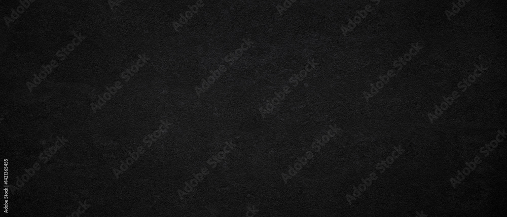 Fototapeta premium Abstract Black wall texture for pattern background. wide panorama picture. Black wall texture rough background dark concrete floor or old grunge background with black