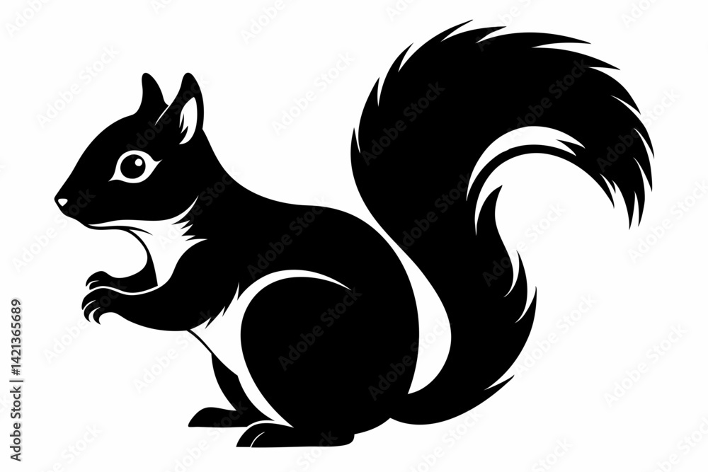 squirrel silhouette line art vector illustration with a white background squirrel silhouette line art vector illustration with a white background