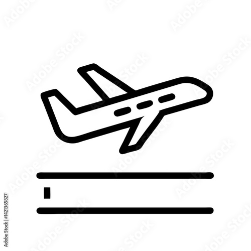 Airplane Landing Icon Representing Arrival and Flight Conclusion