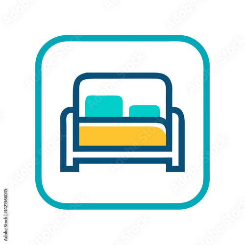 Bed Icon Representing Hotel Accommodation and Comfort Stay