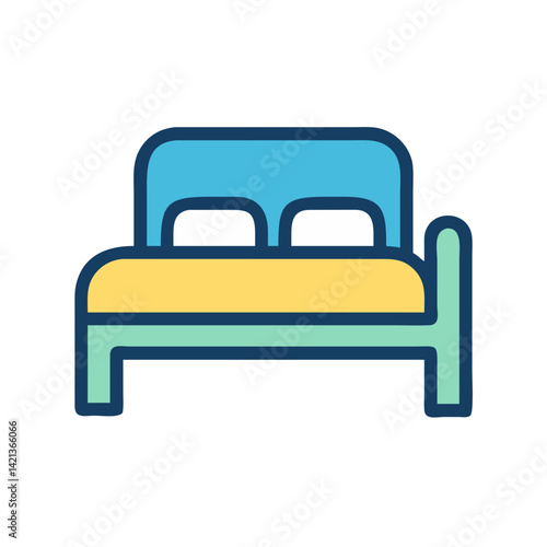 Bed Icon Representing Hotel Accommodation and Comfort Stay
