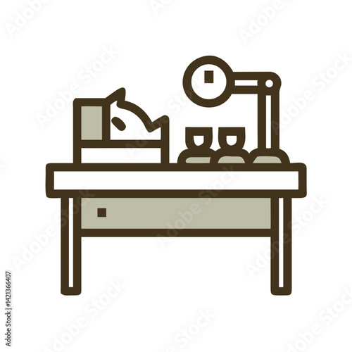 Butcher Table Icon Representing Meat Processing and Butchery Workstation