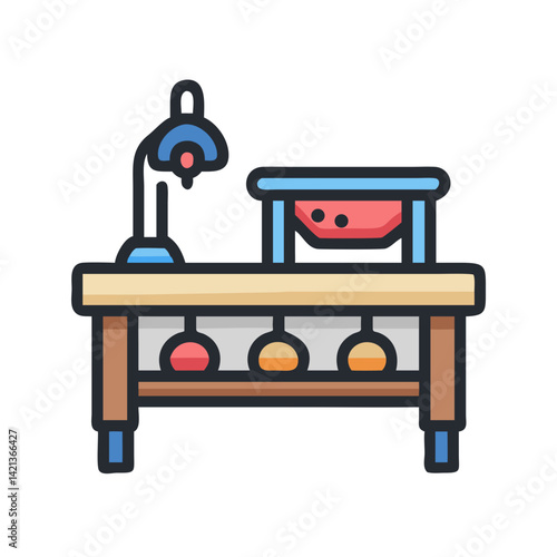 Butcher Table Icon Representing Meat Processing and Butchery Workstation