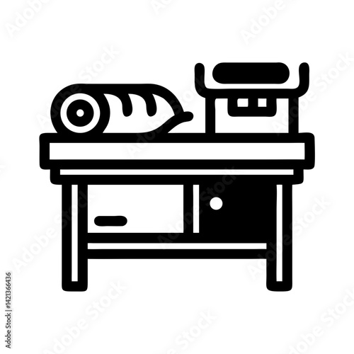 Butcher Table Icon Representing Meat Processing and Butchery Workstation