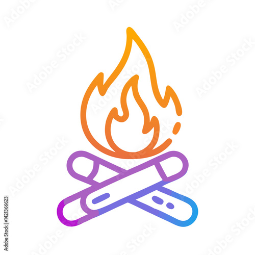 Campfire Icon Representing Outdoor Cooking and Wilderness Meal Preparation