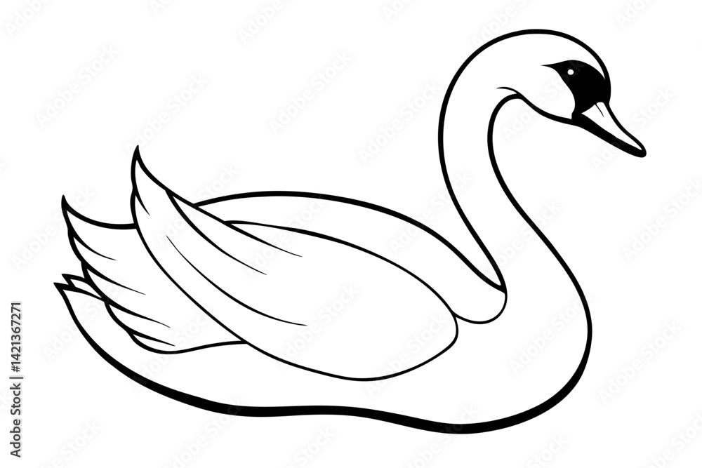 swan silhouette line art vector illustration with a white background swan silhouette line art vector illustration with a white background