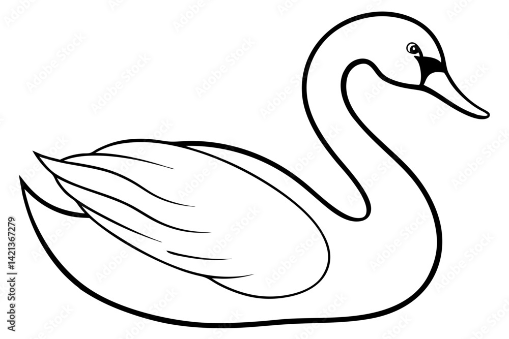swan silhouette line art vector illustration with a white background swan silhouette line art vector illustration with a white background