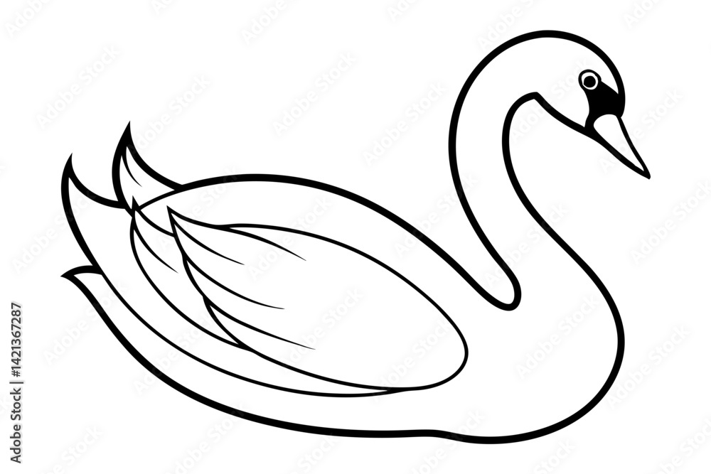 swan silhouette line art vector illustration with a white background swan silhouette line art vector illustration with a white background