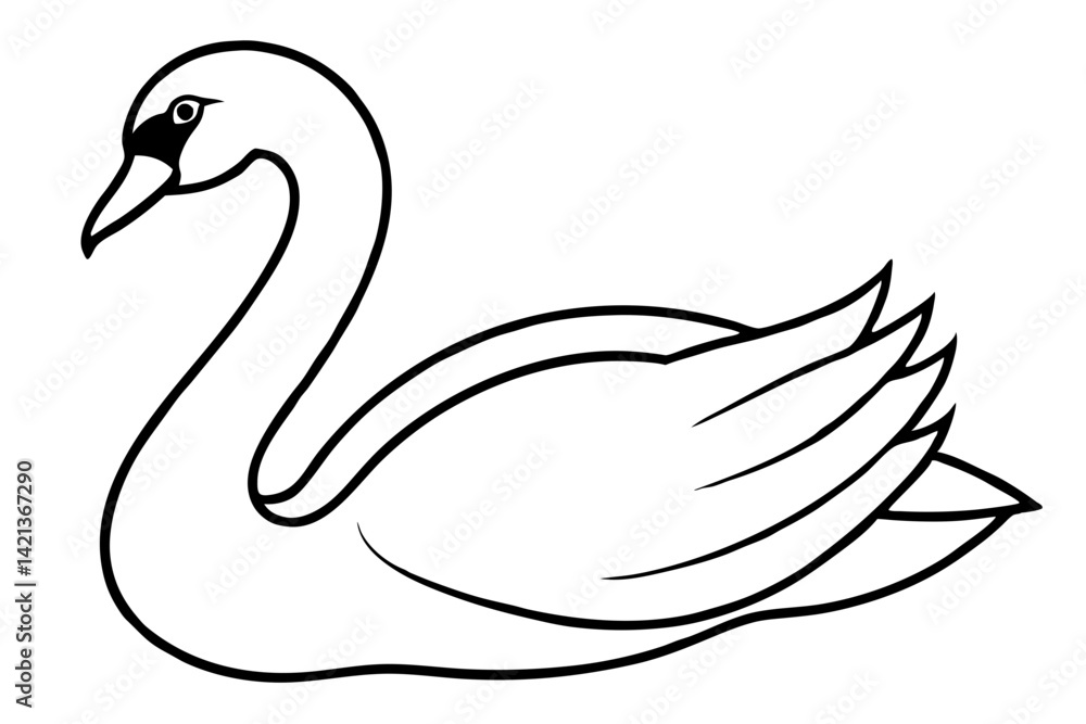 swan silhouette line art vector illustration with a white background swan silhouette line art vector illustration with a white background