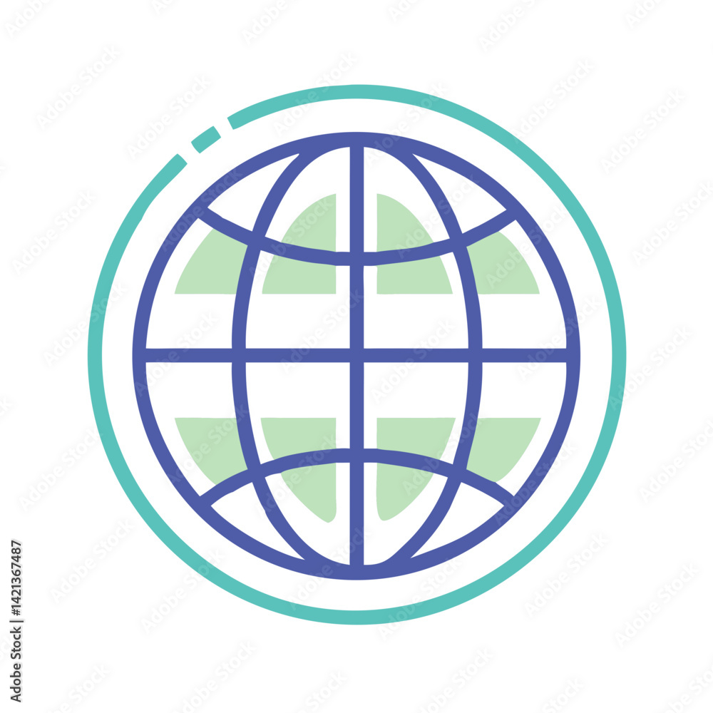 Globe Icon Representing World Travel and Global Exploration Globe Icon Representing World Travel and Global Exploration