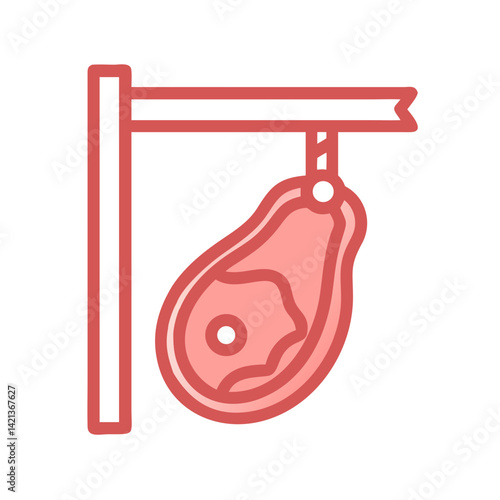 Hanging Meat Icon Representing Butcher Display and Fresh Meat Presentation