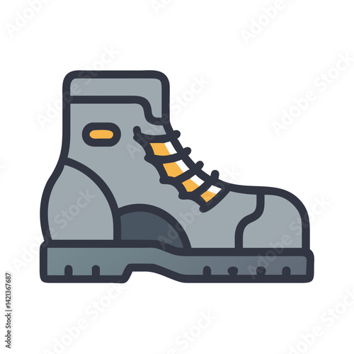 Hiking Boot Icon Representing Outdoor Adventure and Trail Exploration Footwear
