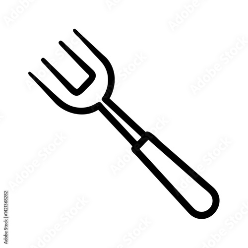 Meat Fork Icon Representing Grilling Utensil and Cooking Tool for Handling Meat