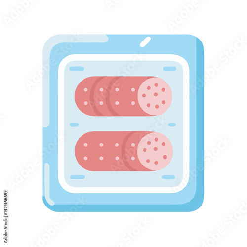 Packaged Sausages Icon Representing Frozen Meat and Processed Food Product