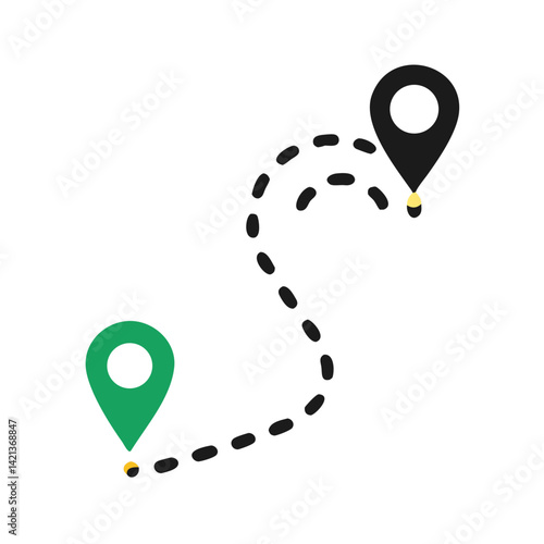 Pinpoint Path Icon Representing Hiking Trail and Outdoor Navigation Route