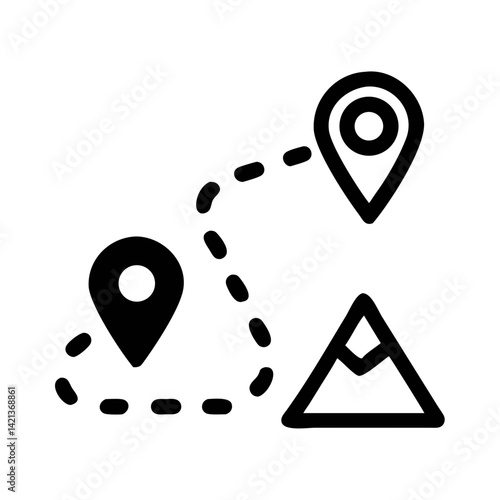 Pinpoint Path Icon Representing Hiking Trail and Outdoor Navigation Route
