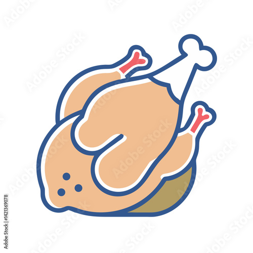 Raw Chicken Icon Representing Poultry Product and Uncooked Meat Ingredient