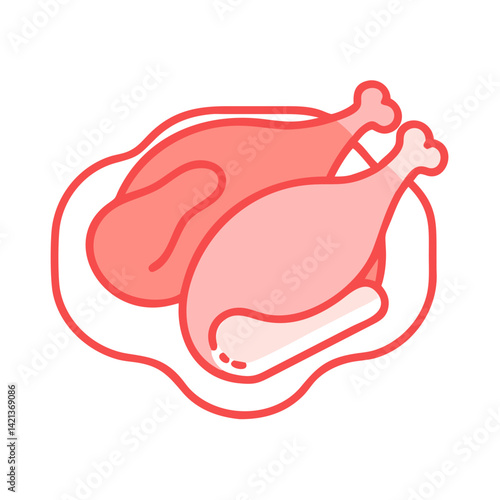 Raw Chicken Icon Representing Poultry Product and Uncooked Meat Ingredient