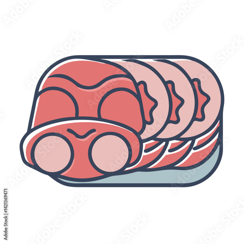 Sliced Deli Meat Icon Representing Cold Cuts and Packaged Sandwich Fillings