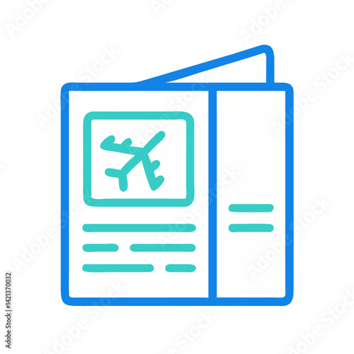 Travel Brochure Icon Representing Tourist Guide and Destination Information