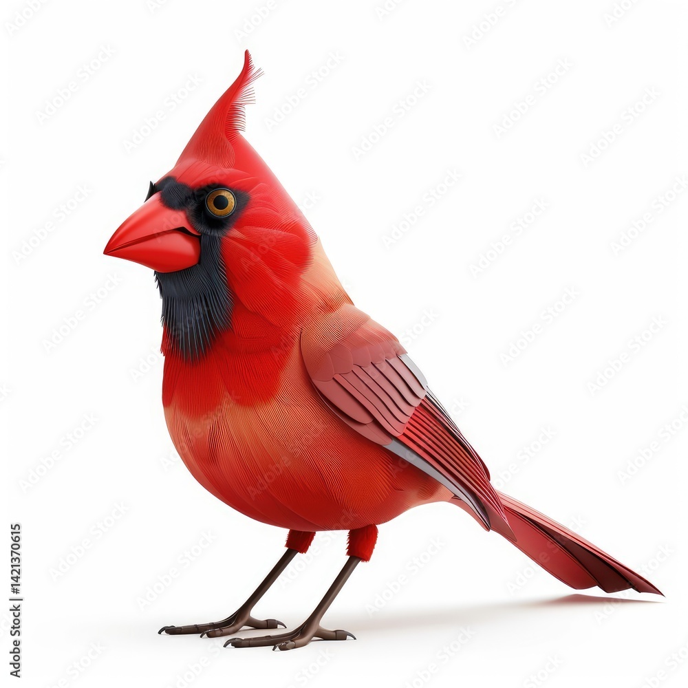 Fototapeta Vivid illustration of a Northern Cardinal.