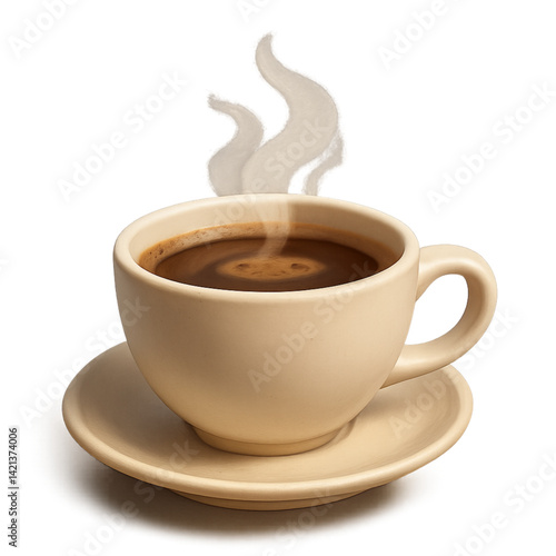 Coffee Cup with Steam on Saucer  