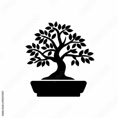 creative details bonsai tree icon Vector Illustration  