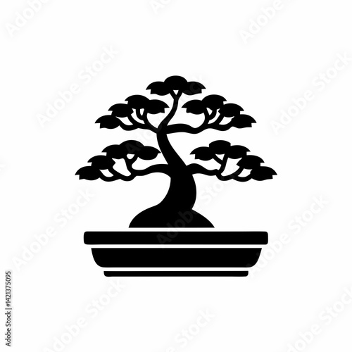 creative details bonsai tree icon Vector Illustration  