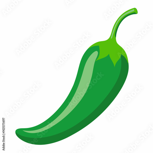 Green hot chili pepper vector on white background.