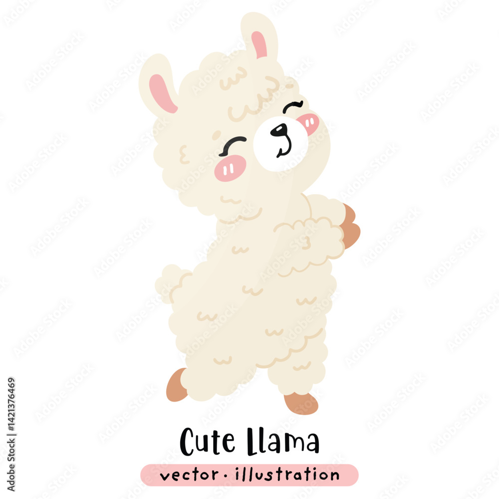 Fototapeta premium Cute Funny Llama, Alpaca Vector Cartoon illustration