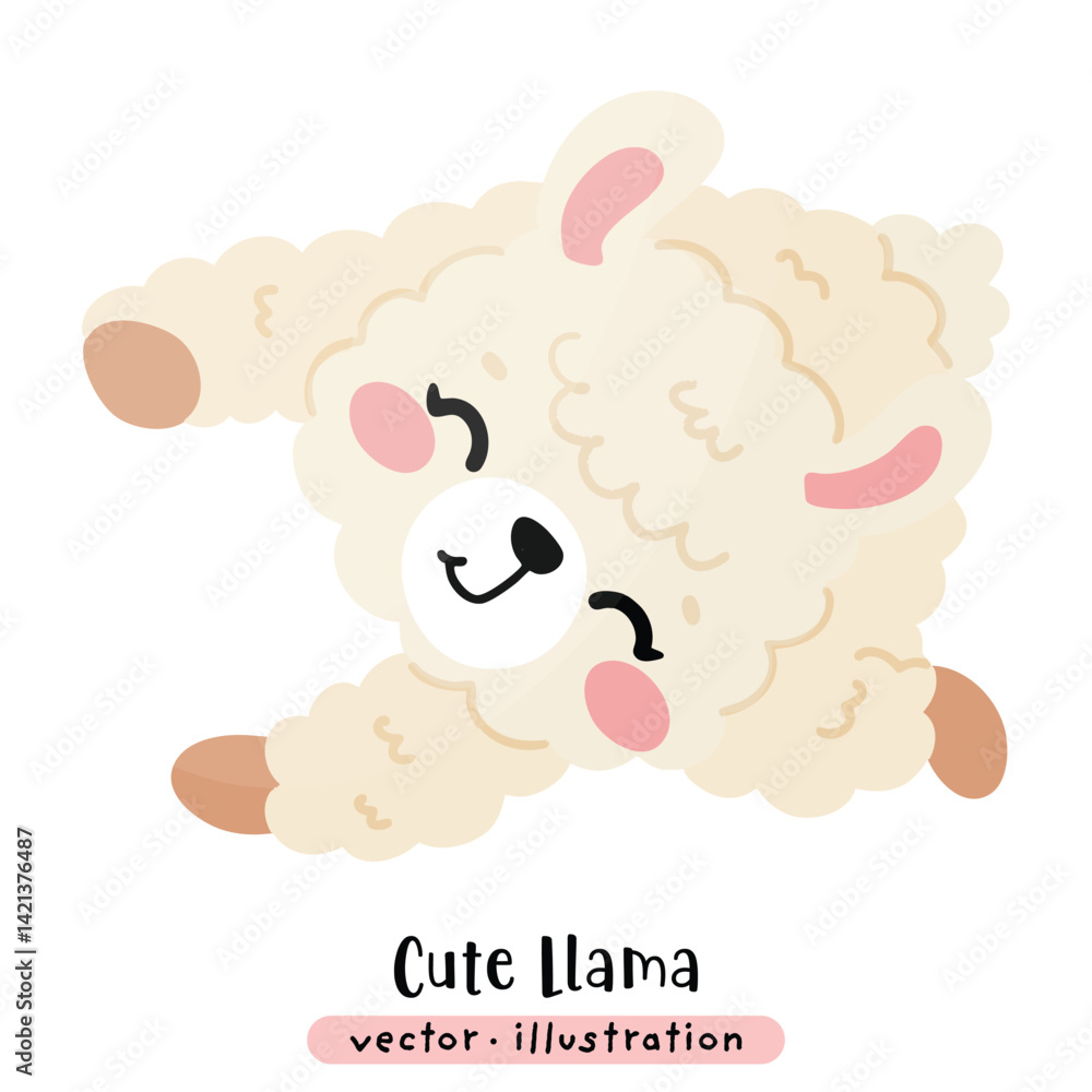 Fototapeta premium Cute Funny Llama, Alpaca Vector Cartoon illustration