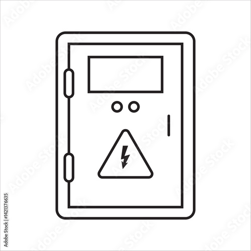 Electric power switch panel box icon. Circuit breaker thin line icon, switch panel. Fuse box. Vector illustration. For your website, logo, app, UI design.