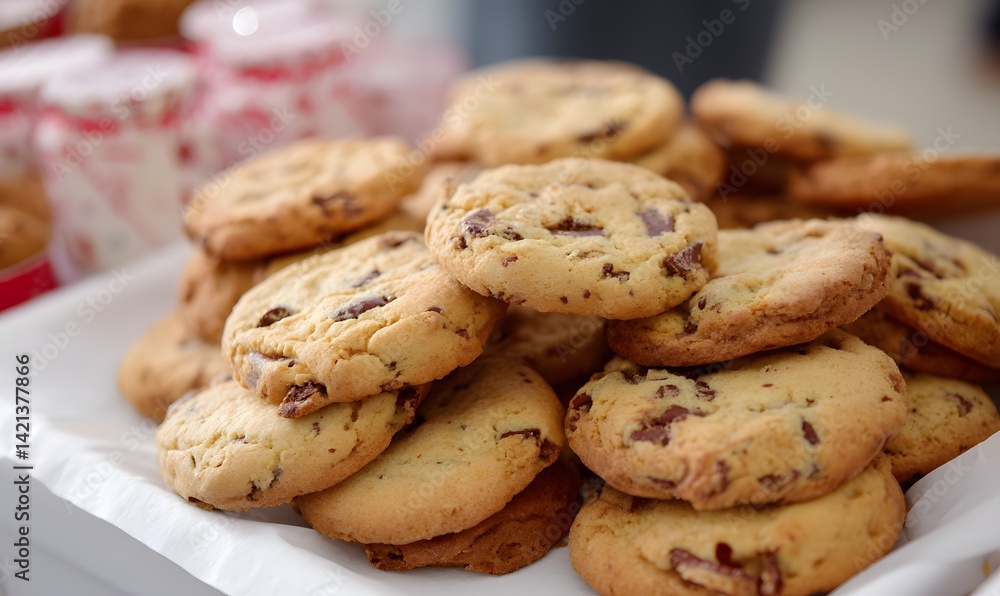 Naklejka premium chocolate chip cookies at the Christmas bake sale, Generative AI